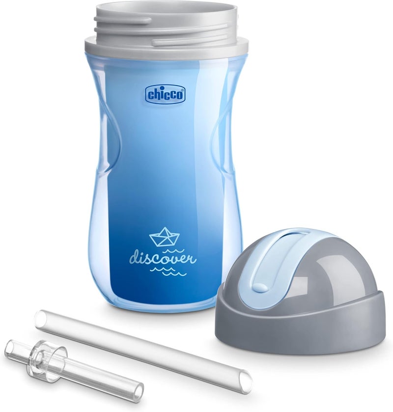 Chicco Flip-Top Straw Cup 9oz | Insulated Toddler Sippy Cup with Soft Silicone Straw | No-Spill Valve | Easy-Clean | BPA-Free | 2pk | For Ages 12+ Months | Blue Discover/Teal - Image 5